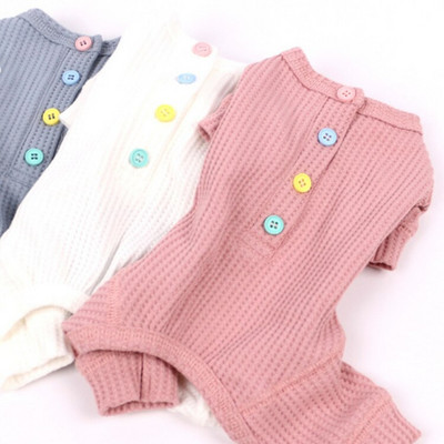 Bumbac Waffle Color Buttons Salopete pentru câini Cățeluș Pet Haine pentru pisici Bichon Haine pentru câini pentru câini de talie mică Haine de toamnă și iarnă pentru animale de companie