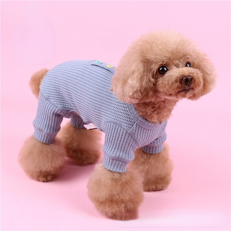 Bavlnené vaflové farebné gombíky pre psov, oblečenie pre šteniatka a mačky, oblečenie pre psov Bichon pre malých psov, jesenné a zimné oblečenie pre domáce zvieratá