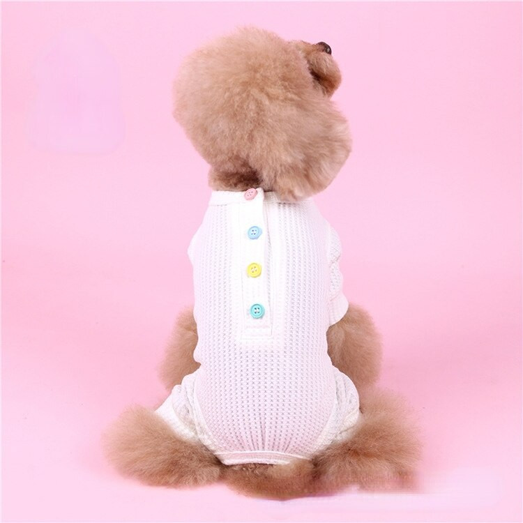 Bavlnené vaflové farebné gombíky pre psov, oblečenie pre šteniatka a mačky, oblečenie pre psov Bichon pre malých psov, jesenné a zimné oblečenie pre domáce zvieratá