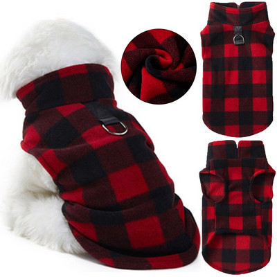 New Winter Fleece Pet Dog Clothes Geometric Plaid Print Dogs Coat Jacket Chihuahua French Bulldog Clothing Christmas Pet Outfit