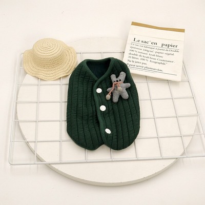 Ριγέ καπιτονέ γιλέκο για κατοικίδια Χαριτωμένο γιλέκο Ρούχα Ins Ρούχα για σκύλους Ρούχα για σκύλους Καπιτονέ ρούχα για γάτες Ρούχα για γάτες Φθινόπωρο Χειμώνας