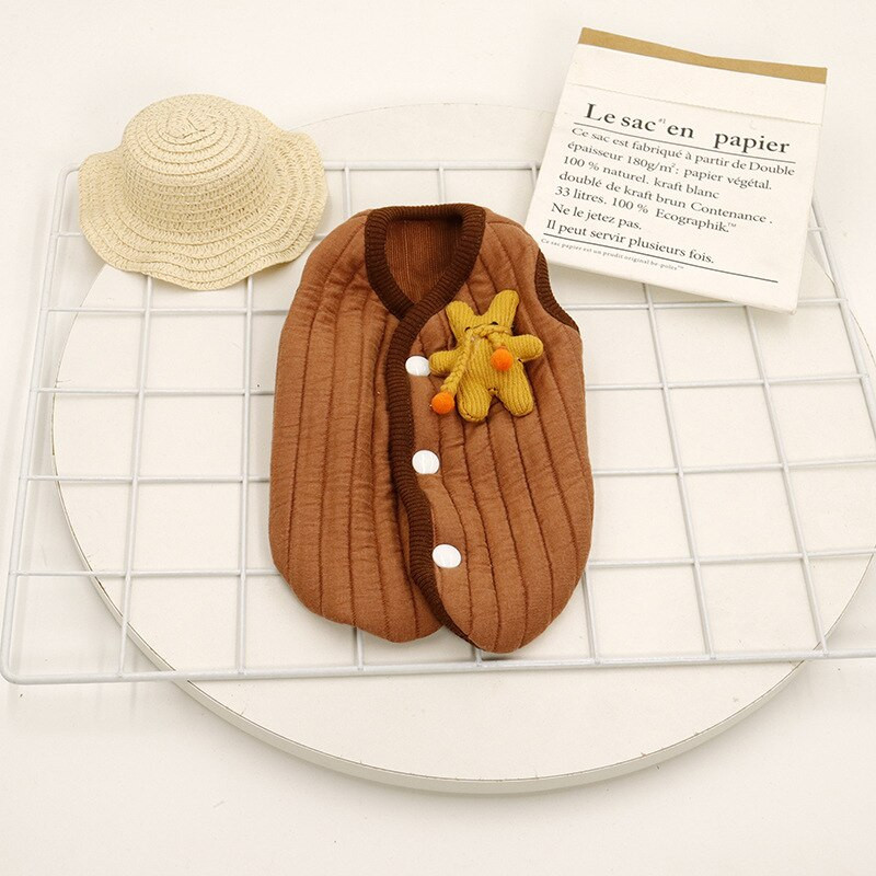 Ριγέ καπιτονέ γιλέκο για κατοικίδια Χαριτωμένο γιλέκο Ρούχα Ins Ρούχα για σκύλους Ρούχα για σκύλους Καπιτονέ ρούχα για γάτες Ρούχα για γάτες Φθινόπωρο Χειμώνας