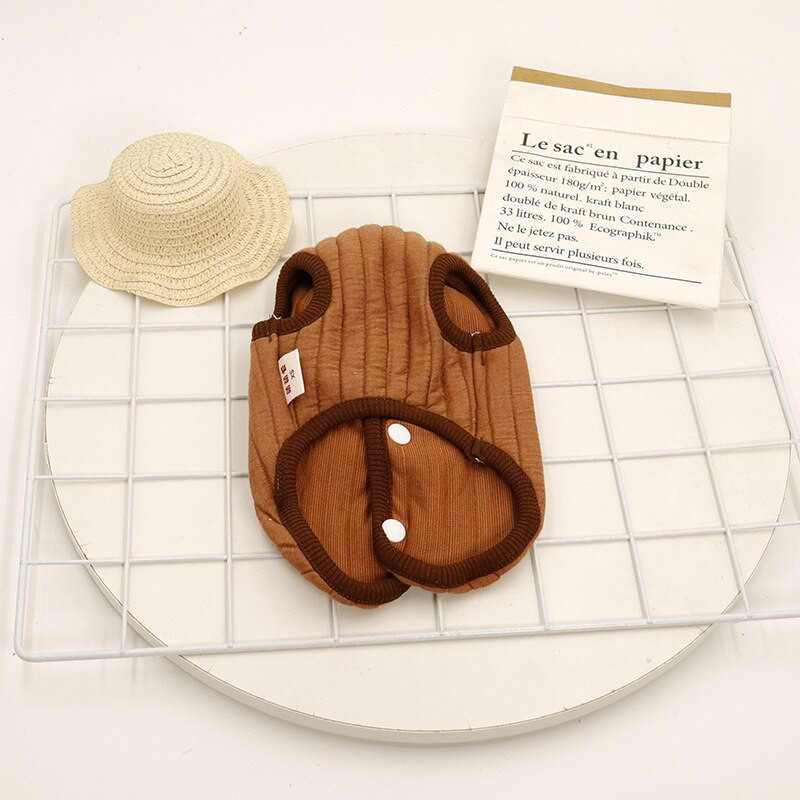 Ριγέ καπιτονέ γιλέκο για κατοικίδια Χαριτωμένο γιλέκο Ρούχα Ins Ρούχα για σκύλους Ρούχα για σκύλους Καπιτονέ ρούχα για γάτες Ρούχα για γάτες Φθινόπωρο Χειμώνας