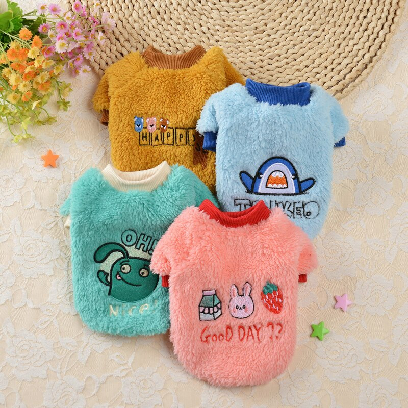 Talvine sügisene kutsikavest pluss sametist tihendav lemmikloomamantlid Lemmikloomade trükitud särgid Pehmed soojad vabaaja armsad väikese koera riided kassi riided