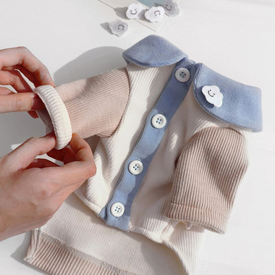 Naminių gyvūnėlių šuo Rožiniai Mėlyni apatiniai marškinėliai Meškiuko šuniuko drabužiai Bichon Pomeranian Dryžuoti dvikojai Drabužiai Drabužiai naminiams gyvūnėliams