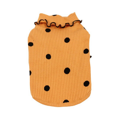 Teplé oblečenie pre domáce zvieratá, tričko s mäkkým volánikom, farebný kabát s rolákovým golierom a bodkami, oblečenie pre psov pre malé a stredné deti v Yorkshire štýle