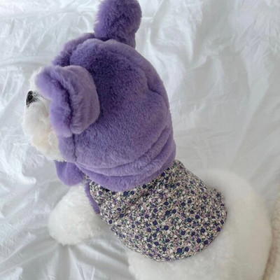 Odjeća za kućne ljubimce Jesen Zima Srednje mali pas Topli prsluk Slatka kapa Plišani kaput Čivava Mačić Psić Modna jakna Jorkširski pudl