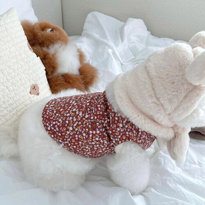 Odjeća za kućne ljubimce Jesen Zima Srednje mali pas Topli prsluk Slatka kapa Plišani kaput Čivava Mačić Psić Modna jakna Jorkširski pudl