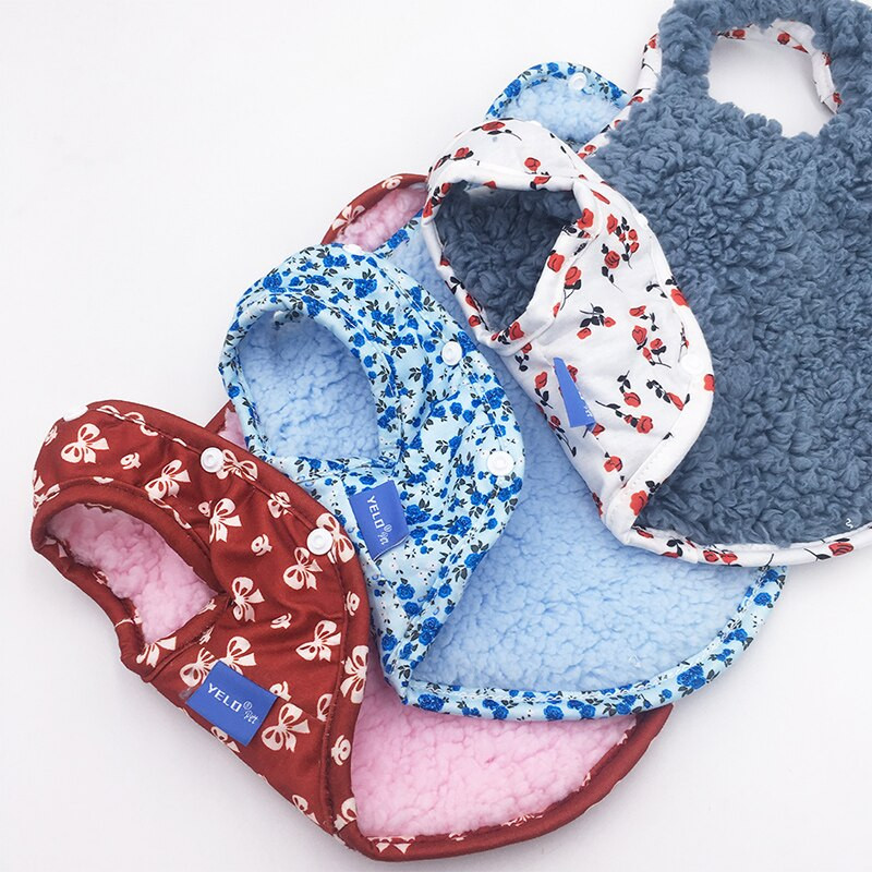 Talvine vibu Lilletrükiga fliisist lemmikloomariided Pehmed soojad lemmikloomariided koeravest Lambavillane varrukateta koeramantel jakk väikestele koertele