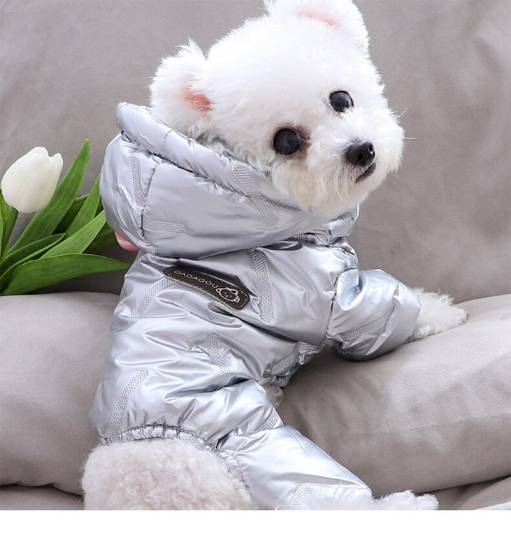 Nepremokavé zahusťovacie oblečenie pre psov, zimná mikina s kapucňou, parka, štvornohá čivava, kombinéza, yorkie lyžiarska tepláková súprava
