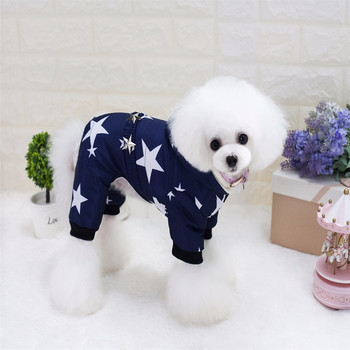 Στολή χιονιού για μικρά σκυλιά Φλις γραμμή αστεριών με κουκούλα Jumpsuit τετράποδα παντελόνια χειμερινά παλτό Puppy Dog Chihuahua Ύφασμα ένδυσης