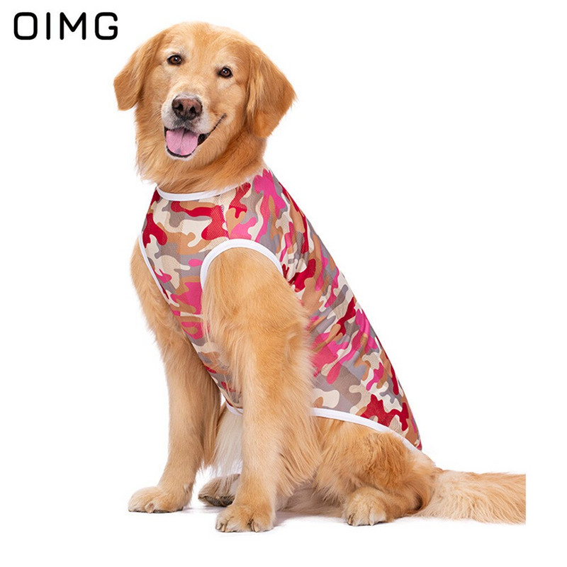 OIMG suurte koerte riided Labradori kuldse retriiveri võrk hingav suurte koerte varrukateta särgid päikesekaitse kamuflaažid koerte riided