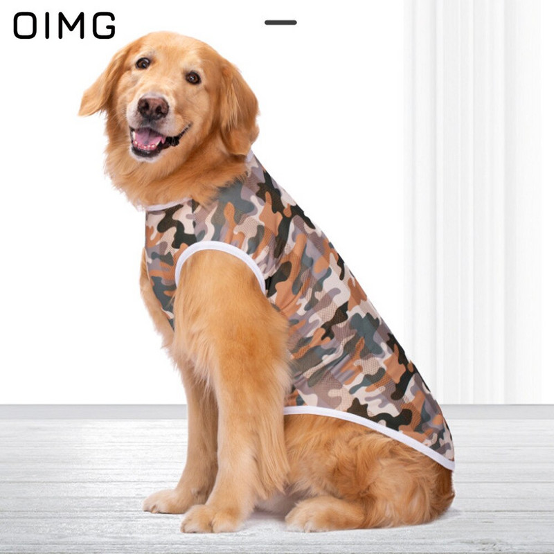 OIMG suurte koerte riided Labradori kuldse retriiveri võrk hingav suurte koerte varrukateta särgid päikesekaitse kamuflaažid koerte riided