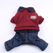 Denim-poiss-koera kampsun kampsun ruuduline kaelarihm Deisgn kassi kutsika mantel jakk talveülekanne 4 värvi