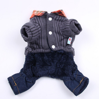 Denim-poiss-koera kampsun kampsun ruuduline kaelarihm Deisgn kassi kutsika mantel jakk talveülekanne 4 värvi