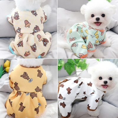 Pijamale de iarnă pentru animale de companie Salopete pentru câini Salopete calde Îmbrăcăminte pentru cățeluș Teddy Bichon Pomeranian Schnauzer Pudel Desene animat Haine pentru câini mici