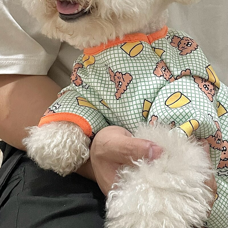 Žiemos naminių gyvūnėlių pižamos šunų kombinezonai šilti šliaužtinukai šuniukų drabužiai Meškiukas Bišonas Pomeranijos šnauceris pudelis animacinis filmas Mažo šuns drabužiai