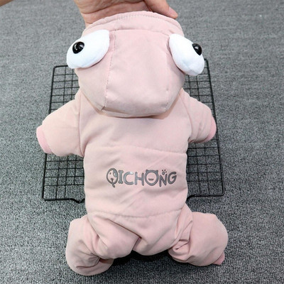 Lemmiklooma soe kombinesoon sügistalv keskmine väike koer paks puuvillased riided armas kostüüm magus kapuuts kassipoeg kutsikas kampsun puudel