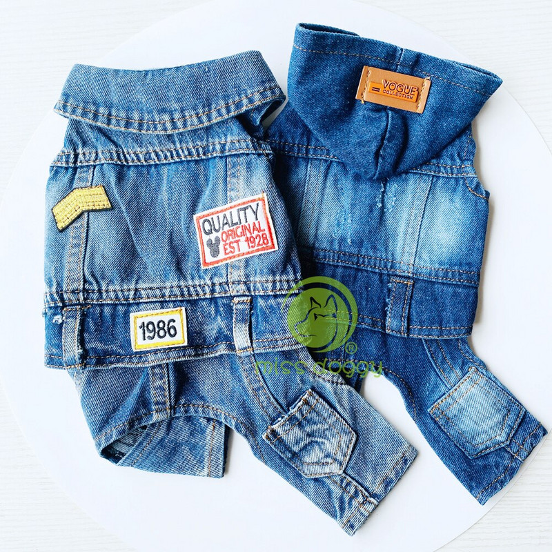 Retro džínsové overaly pre psov, štvornohý psí overal pre čivavu, kovbojské šteniatko, kawaii oblečenie pre yorkshirského psa, jarný kostým pre domáce zvieratá