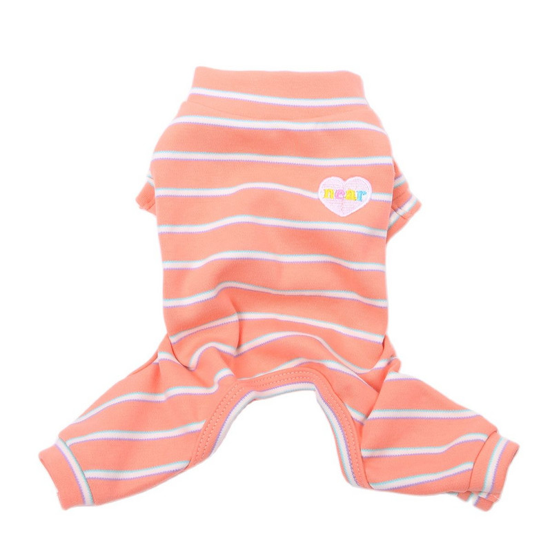 Šunų ir kačių kombinezonas pižama dryžuota ir širdies dizaino naminių šuniukų naktiniai marškinėliai