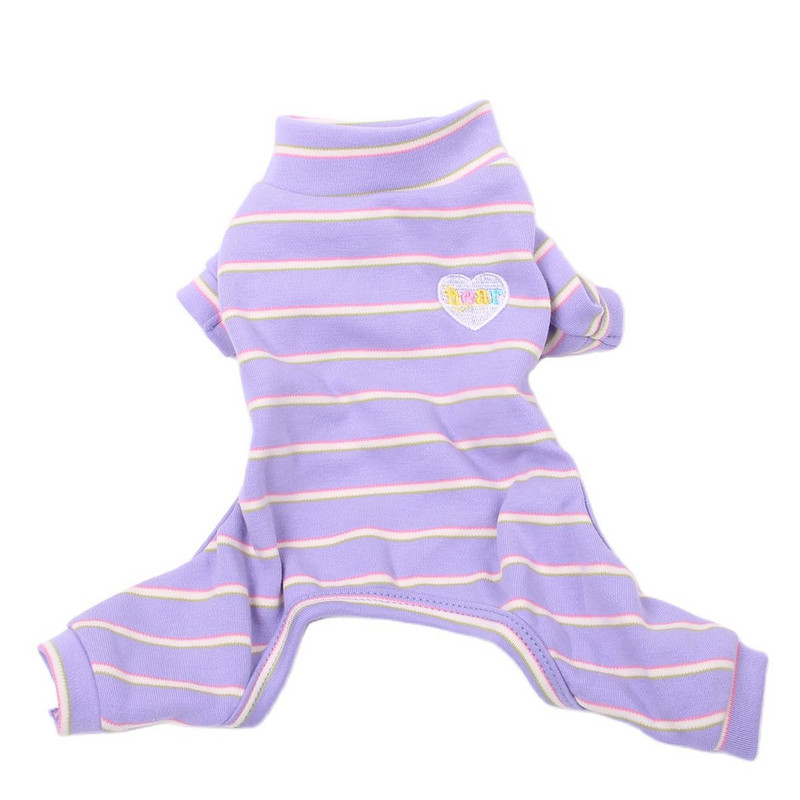 Šunų ir kačių kombinezonas pižama dryžuota ir širdies dizaino naminių šuniukų naktiniai marškinėliai