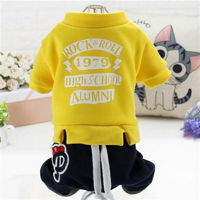 Lemmiklooma koera kombinesoon pehme fliisiga sooja neljajalgse kassi riided sügis- ja talveks teksapüksid hoodie kutsika komplekt