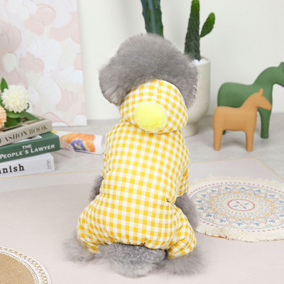 Kelių spalvų languoto dizaino šunų kombinezonai 2022 m. rudeniui ir žiemai Spalvingi keturkojai medvilniniai paminkštinti šilti šunų drabužiai Kombinezonas augintiniams