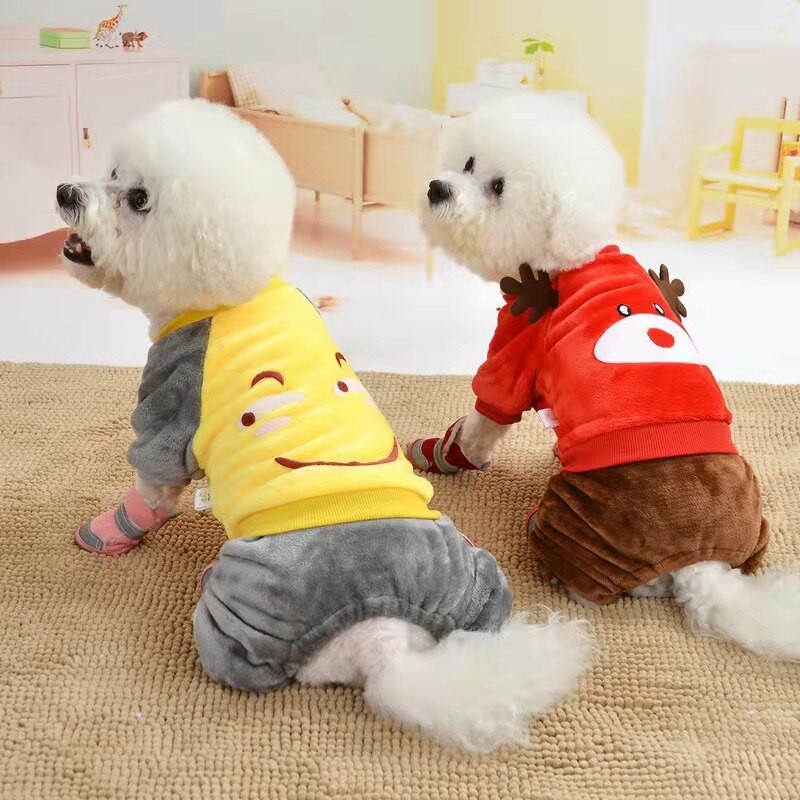 Lemmikloomariided Sügistalv Pidžaamad Majapidamis Flanell Puuvill Pehme Armsad Multifilmisärgid Kombinesoonid Bulldog Chihuahua Soe vill