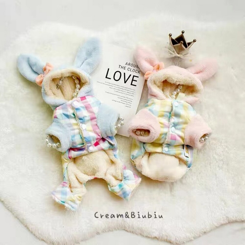 Kutsikas soe kampsun Talvine sügismood Jumpsuit kassi ruuduline villane kapuuts, keskmine väike koer, magus mantel Chihuahua puudel Yorkshire