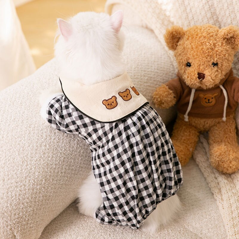 Pijamale în carouri pentru animale de companie, toamnă iarnă, haine pentru câini de talie mică, caldă, lână, modă, pulover, pisoi, cățeluș, salopetă dulce, pudel, chihuahua