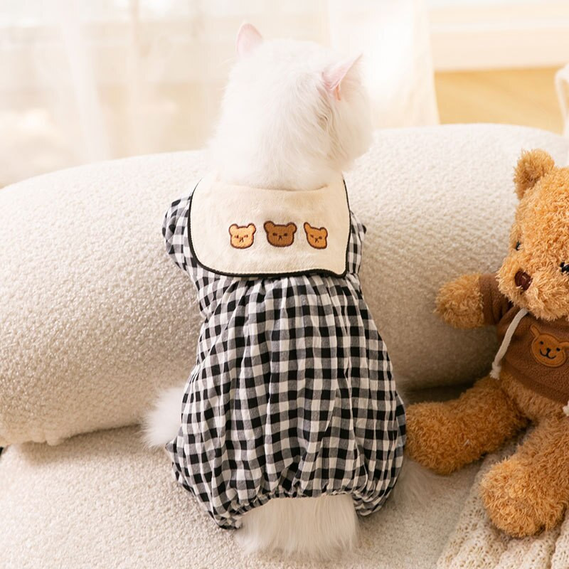 Pijamale în carouri pentru animale de companie, toamnă iarnă, haine pentru câini de talie mică, caldă, lână, modă, pulover, pisoi, cățeluș, salopetă dulce, pudel, chihuahua