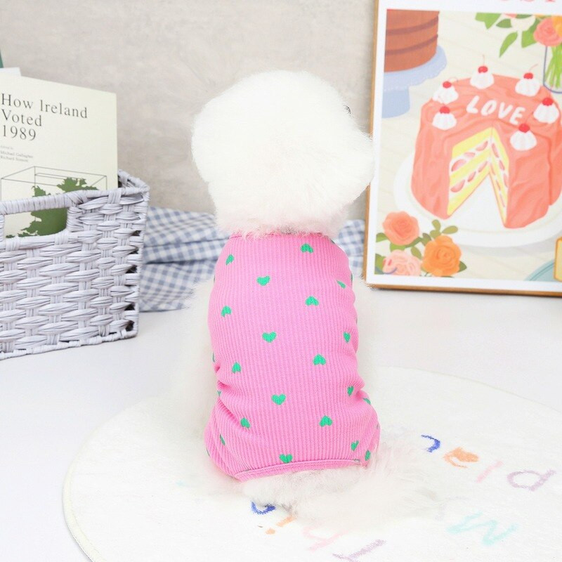 Oblečenie pre domácich miláčikov z roku 2022 pre malých psov, pyžamo s potlačou srdca a čivavou, yorkshirský kostým v kórejskom štýle