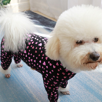 Ολόσωμη φόρμα για σκύλους κατοικίδιων ζώων Λεπτή μαύρη φόρμα με στάμπα 100% βαμβακερά ρούχα για κουτάβια ελαστικές πιτζάμες για μικρά σκυλιά Chihuahua Poodle Home