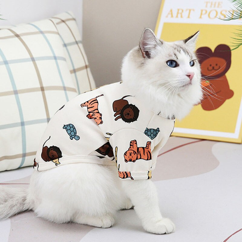 Animaciniai marškinėliai naminiams gyvūnėliams kačių megztiniai marškinėliai pavasario vasaros drabužiai mažiems ir vidutiniams šunims ilgaplaukiai katė Bichon Chihuahua