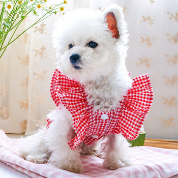 Απαλό καλοκαιρινό πουκάμισο για κατοικίδια Μόδα καρό γιλέκο σκύλου Ρούχα για μικρά σκυλιά Chihuahua Βαμβακερά μπλουζάκια για κουτάβια Μπλουζάκι για γάτες με παπιγιόν