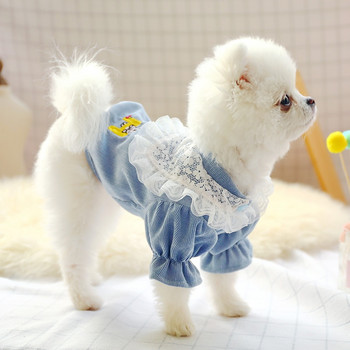Луксозни дантелени блузи от рипсено кадифе за кучета, котки, домашни любимци, риза, топ, плюшено шнауцер, кученце чихуахуа, момичета, летни дрехи за принцеси