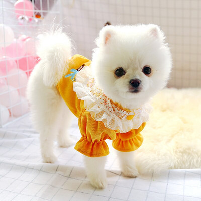 Luxusné čipkované manšestrové blúzky pre psov a mačky, tričko s topom, plyšový bradáč, čivava, šteňa, dievčatá, letné princeznovské oblečenie