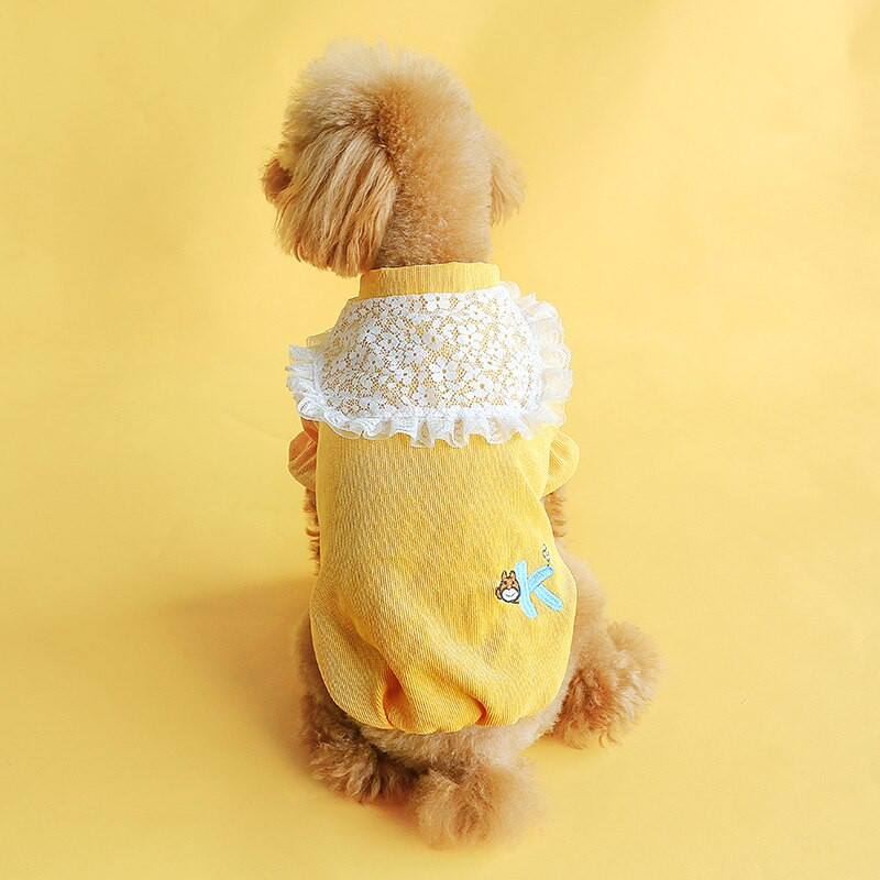 Luxusné čipkované manšestrové blúzky pre psov a mačky, tričko s topom, plyšový bradáč, čivava, šteňa, dievčatá, letné princeznovské oblečenie