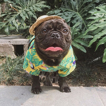 Лятна риза с щампа за домашни любимци Хавайски плаж с цветя за кучета Тънка риза с къс ръкав Костюм за кученце Котешка пролетно облекло Облекла за домашни любимци