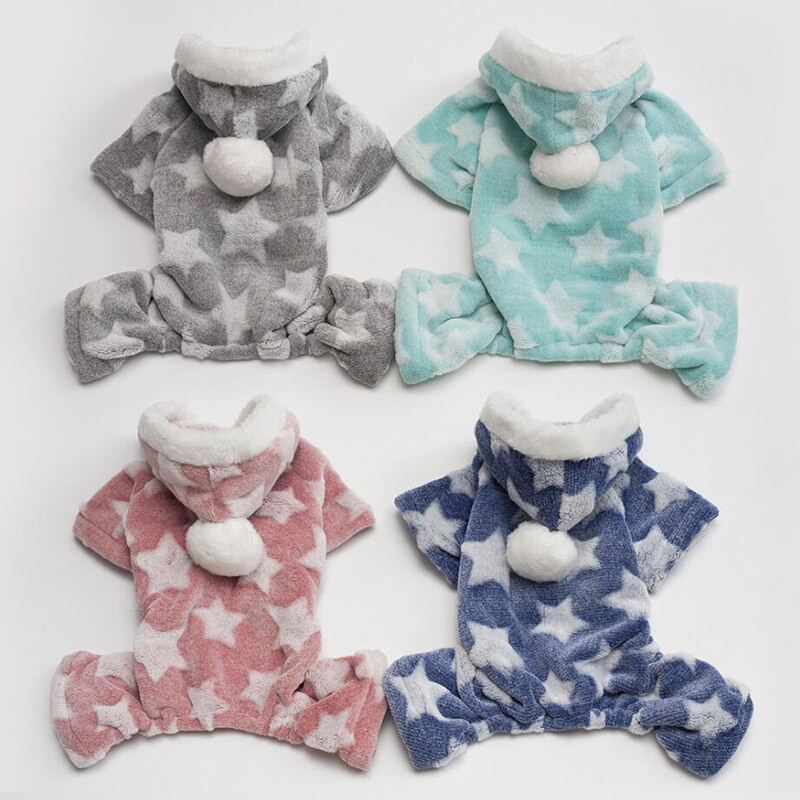 Pehme Thermal Coral Velvet Dog Pidžaama Kutsika Onesie Stars Pattern Winter Doggie Jumpsuit väikestele koertele Chihuahua Yorkie riided