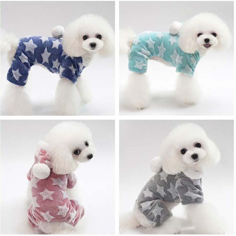 Pehme Thermal Coral Velvet Dog Pidžaama Kutsika Onesie Stars Pattern Winter Doggie Jumpsuit väikestele koertele Chihuahua Yorkie riided