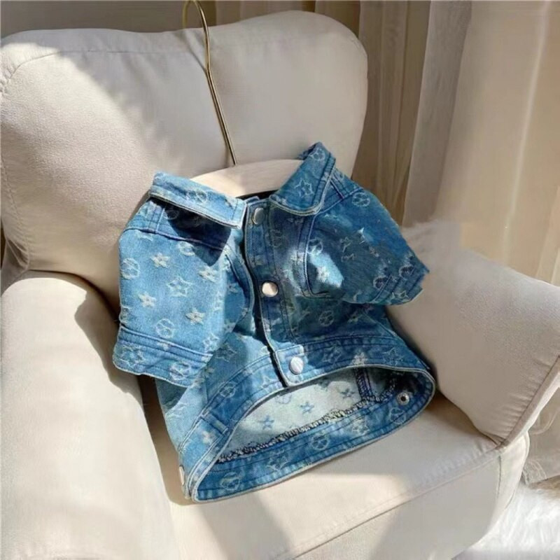 Mados naminiams gyvūnėliams džinsiniai drabužiai šunų džinsiniai paltai Maži šunų drabužiai