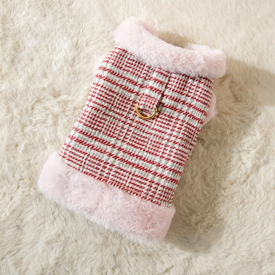 Drabužiai augintiniams Ruduo žiema Vidutinis mažas šunų vilnos liemenė Mielas languotas paltas Mados pakinktai Kačiukas šuniukas Saldus švarkas Čihuahua Pudelis
