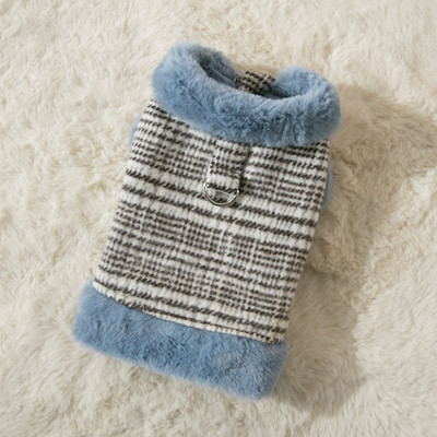 Drabužiai augintiniams Ruduo žiema Vidutinis mažas šunų vilnos liemenė Mielas languotas paltas Mados pakinktai Kačiukas šuniukas Saldus švarkas Čihuahua Pudelis