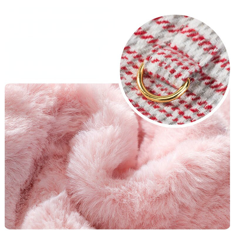 Drabužiai augintiniams Ruduo žiema Vidutinis mažas šunų vilnos liemenė Mielas languotas paltas Mados pakinktai Kačiukas šuniukas Saldus švarkas Čihuahua Pudelis