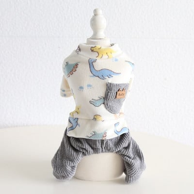 Oblečenie pre domáce zvieratá so štyrmi nohami, jeseň a zima, stredne veľké a malé psy, teplá mikina s roztomilým vzorom a sladkým overalom, mačiatko, šteňa, pyžamo, pudel