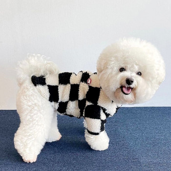 2022 Есенни дрехи за домашни кучета Карирани зимни топли поларени якета Теди Пудел Бишон Кученце Котка Шнауцер Чихуахуа Дрехи за малки кучета
