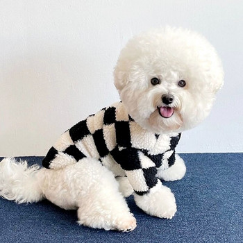 2022 Есенни дрехи за домашни кучета Карирани зимни топли поларени якета Теди Пудел Бишон Кученце Котка Шнауцер Чихуахуа Дрехи за малки кучета