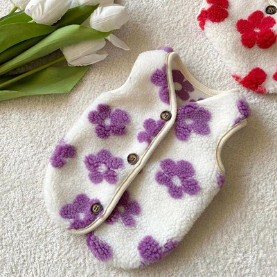 Avinėlio vilna gėlė rudens žiemos liemenė meškiukai katės šnauceris mažas šuniukas šuo Šilti stori drabužiai šuniuko drabužiai šuns kostiumas