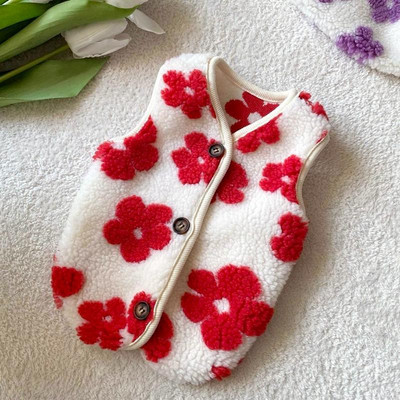 Avinėlio vilna gėlė rudens žiemos liemenė meškiukai katės šnauceris mažas šuniukas šuo Šilti stori drabužiai šuniuko drabužiai šuns kostiumas